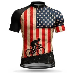 250° anniversario dell'America Per uomo Top sottomuta Maglia da Ciclismo Bandiera Americana Manica Corta Bicicletta Maglia Top con 3 tasche posteriori Resisten thumbnail 4