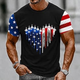4th of July 2026 250th Men's Star US Flag T Shirt Short Sleeve T shirt 3D Print Crew Neck Shirt Patriotic Daily Festival Blue Black Red Summer Spring Clothing