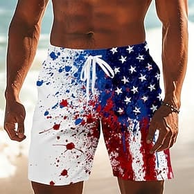 4 juli 2026 250e Voor heren Amerikaanse vlag Lange zwembroeken Badpakken Zwembroeken Boardshorts Medium Taille Vaderlandslievend Dagelijks Feestdagen Zijzakken thumbnail 2