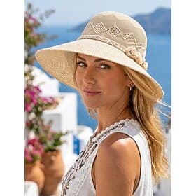Women's Boho Straw Sun Hat - Wide Brim Summer Beach Hat with 3D Flower Decor, Breathable Woven Polyester Fedora for Vacation, Daily Casual  Sun Protection, Mul