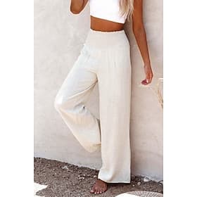Per donna Gamba larga Vacanza Elegante Lunghezza intera Vita Alta Pieghettato Comodità Elasticizzato Quotidiano Spiaggia Viola blu navy Cachi Nero Estate Prima