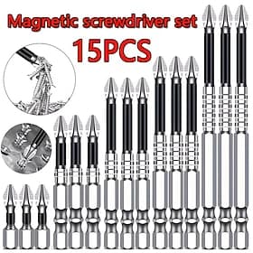 15pcs K5 Anti-Slip Shock-Resistant Threaded Drill Bit Set, Suitable for Electric Screwdrivers, High Hardness, Anti-Slip, Shockproof Magnetic Drill Bits, Compat