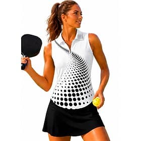 Circle Tops Sport Shirt Golf Polo Shirt Tennis Shirt Sleeveless Zipper Floral UPF50 UV Resistant High Elasticity Moisture Wicking Breathable Volleyball Tennis