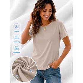 Women's Summer Cooling T-Shirt – Quick-Dry, Breathable, Lightweight Plain Tee for Outdoor  Casual Wear