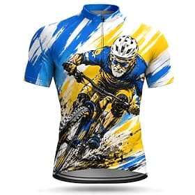 Voor heren Uitslagbescherming Wielrenshirt Abstract Korte mouw Fietsen Shirt Kleding Bovenlichaam met 3 achterzakken UV-bestendig Sneldrogend Met zakken Rits A thumbnail 7