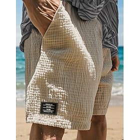 Hombre Pantalón corto Pantalones cortos de verano Pantalones cortos de playa Pantalones cortos casuales Correa Cintura elástica Plano Comodidad Transpirable Lo thumbnail 2
