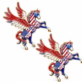 2 Pcs U.S. 250th Anniversary Brooch, Patriotic Pegasus Flag Lapel Pins, USA American Flag Flying Horse Brooch Set, Independence Day 250th Anniversary Badge, Al