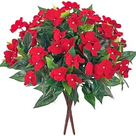 2 Pcs Fake Flowers Artificial Flowers for Outdoor,Silk Artificial Impatiens Bouquet Flowers for Outdoors,Spring Flowers Flores Artificiales para Decoracion Ind