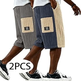 Hombre Pantalón corto Pantalones cortos casuales Pantalones cortos de pana Bolsillo Cintura elástica Bloque de Color Plano Un Color Comodidad Transpirable Long thumbnail 2