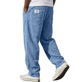 Men's Trousers Corduroy Pants Winter Pants Casual Pants Baggy Pants Drawstring Straight Leg Solid Color Comfort Full Length Casual Daily Outdoor Fashion Classi