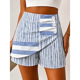 Women's Chinos Shorts Elegant Vacation Vintage Short High Waist Graphic Butterfly Abstract Layered Striped Comfort Quick Dry Comfortable Inelastic Daily Outdoo