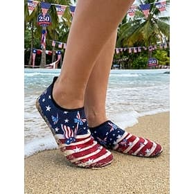 Women's Patriotic Butterfly Water Shoes – Lightweight  USA Flag Quick-Dry Beach Aqua Socks for Independence Day, Beach, Poolside  Water Sports