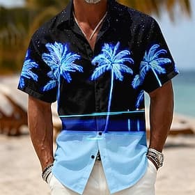 Voor heren Kokosnootboom Tropische planten Overhemd Hawaiiaans overhemd Tropische shirts Korte mouw Hawaii Casual Feestdagen Strand Kleding Zomer Lente Strijki thumbnail 8