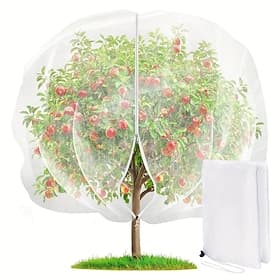 Fruit tree protective net bag, bird-proof net cover, protects apple trees and blueberry bushes from birds, pests, deer, and cicadas, featuring a zipper and dra