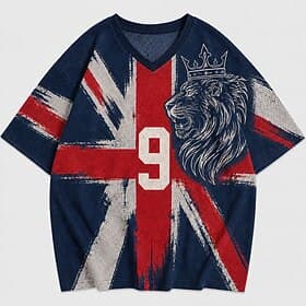 2026 Soccer Cup Men's Number Graphic Britain T Shirt Jersey Shirts Short Sleeve T shirt 3D Print V Neck Shirt Sports Street Style Sports Outdoor Match Day Foot
