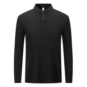 Men's Golf Polo Shirt Black Long Sleeve Top Golf Attire Clothes Outfits Wear Apparel