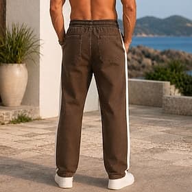 Men's Trousers Casual Pants 100% Cotton Denim Pants Elastic Waist Straight Leg Plain Comfort Breathable Full Length Casual Daily Outdoor Fashion Streetwear Bro