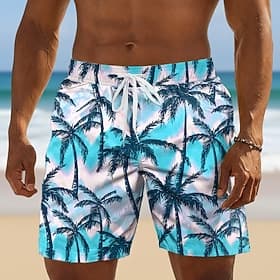 Herren Kokospalme Tropische Pflanzen Badehosen Badeanzüge Badeshorts Boardshorts Mittlere Taille Hawaiianisch Täglich Strandurlaub Seitentaschen Netzfutter Ela thumbnail 11
