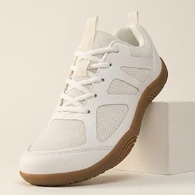 Men's White Walking Sneakers, Breathable Lace-Up Casual Shoes, Lightweight Non-Slip Shoes for Travel, Outdoor, Daily Wear