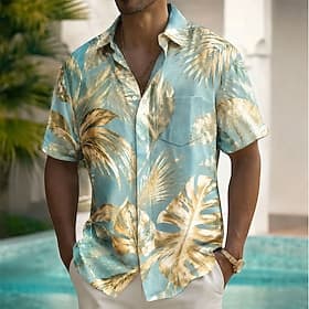 Men's Palm Leaf Coconut Palm Tropical Plants Hawaiian Shirt Tropical Shirts Aloha Shirt Short Sleeve Resort Beach Vacation Wear Summer Spring Turndown 3D Print