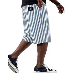 Men's Shorts Summer Shorts Beach Shorts Casual Shorts Pocket Elastic Waist Vertical Stripes Comfort Breathable Knee Length Outdoor Beach Vacation Vacation Fash