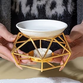 Iron Art Aromatherapy Oil Lamp Candle Heater Ceramic Aromatherapy Lamp Air Purifying and Calming Essential Oil Burner