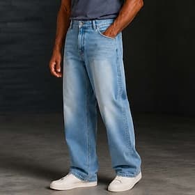 SoftFade™ Men's Trousers Casual Pants 100% Cotton Denim Pants Elastic Waist Baggy Straight Leg Plain Comfort Soft Full Length Casual Daily Outdoor Fashion Stre