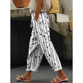 Dames Chinese Vrijetijdsbroek Vakantie Vintage Etnische stijl Volledige lengte Hoge taille Grafisch Lijnen / golven Geborduurd Zak Opdrukken Comfort Zacht Voor thumbnail 2