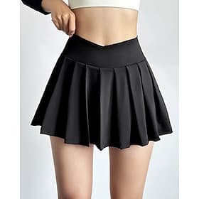 Femmes Couleur Unie Jupe décontractée Jupes de tennis avec shorts Jupe de sport Avec Poches Taille haute Élastique Évacuation de la transpiration Respirant Ten thumbnail 2