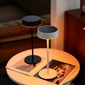 Solar Cordless Table Lamp, USB-C Rechargeable Portable LED Desk Lamp with 3 Color Touch Control, Long Battery Life Night Light with Metal Base  Acrylic Shade f