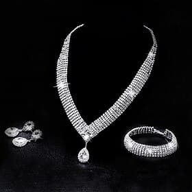 Jewelry Set Three-piece Suit Chrome Earrings Necklace Women's Fashion Jewelry Set For Wedding