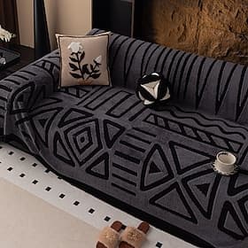 Luxury Plush Sofa Cover - Thick Faux Fur Couch Throw Blanket - Full Coverage All-in-One Furniture Protector for Fall  Winter