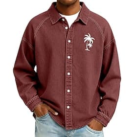 camicia da uomo softfade™ camicia casual camicia lavaggio acido capo tinto nero bordeaux verde azzurro manica lunga camicia semplice colletto casual quotidiano