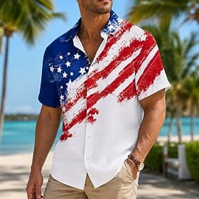 4 juli 2026 250e Voor heren Amerikaanse vlag Overhemd Zomer overhemd Korte mouw Vaderlandslievend Dagelijks Streetwear Zomer Lente Strijkijzer 3D-afdrukken Voo thumbnail 7