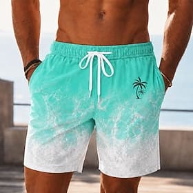 Voor heren Kokosnootboom Tropische planten Oceaangolven Lange zwembroeken Badpakken Zwembroeken Boardshorts Medium Taille Hawaii Dagelijks Strandvakantie Zijza thumbnail 2