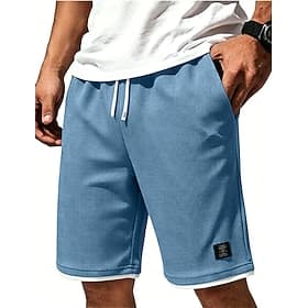 Men's Waffle Shorts Shorts Summer Shorts Beach Shorts Casual Shorts Pocket Elastic Waist Plain Comfort Breathable Knee Length Casual Outdoor Beach Vacation Fas thumbnail 2