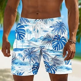 Herren Kokospalme Tropische Pflanzen Badehosen Badeanzüge Badeshorts Boardshorts Mittlere Taille Hawaiianisch Täglich Strandurlaub Seitentaschen Netzfutter Ela thumbnail 7