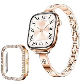 Jewelry Bracelet Compatible with Apple Watch band 38mm 40mm 41mm 42mm 44mm 45mm 46mm 49mm with Case Stainless Steel Strap Replacement Wristband for iwatch Ultr