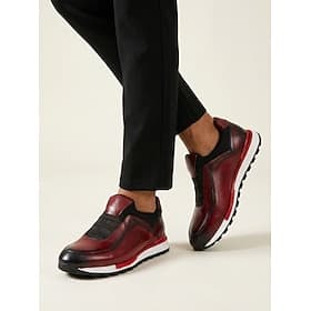 Men's Burgundy Leather Wedding Shoes – Elegant Slip-On Design with Premium Finish, Ideal for Weddings, Formal Events and Special Occasions