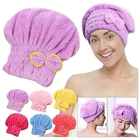 2ps Butterfly Knot Coral Velvet Princess Hat Thickened Dry Hair Hat Long Velvet Bath Hat Absorbent Quick Drying Towel Wiping Headscarf