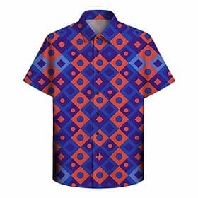 Retro Vintage Hippie 1970s Shirt Short Sleeves Hippie Disco Geometric Fancy Dress Men's Music Festival Party Adults' Shirt Summer