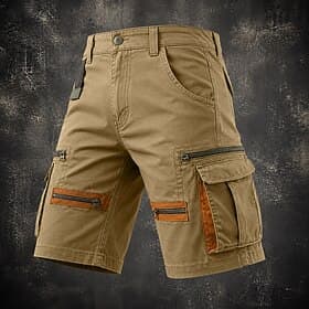 Homens Calças de carga Bermuda Cargo Calção Shorts casuais Bolsos Cintura elástica Tecido Comprimento do joelho Casual Ao ar livre Streetwear Moda Roupa de rua thumbnail 2
