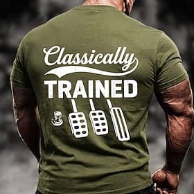 Men's Classically Trained Manual Pedals Funny Car Enthusiast Graphic T Shirt Casual Short Sleeve Crew Neck Regular Fit Gearhead Gift Designer Clothing Apparel