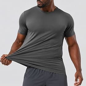 Voor heren T-shirt Korte mouw Strakke ronde hals Zomer Lente Effen Casual Sportschoenen Snel Drogend Slank Casual Dagelijks Sport Licht Blauw Zwart Wit Top T-s thumbnail 6