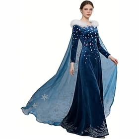 Snow Queen Frosty Princess Elsa Anna Dress Cloak Fancy Costume Cosplay Costume for Women's Adults' Christmas Halloween Carnival Performance Comic Con Anime Exp