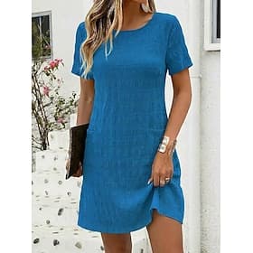 Femmes Robe Longueur Genou Robe fourreau Robe Décontractée Robe d'été Basique Classique Moderne Quotidien Vacances Coupe régulière Uni Manche Courte Col ras du
