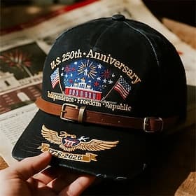 Homme Chapeau du 250e anniversaire des États-Unis Casquette de baseball Chapeau de Soleil Casquette Bleu Noir Polyester Imprimé Patriotique Mode Occasionnel Ru