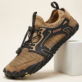 Men's Brown Outdoor Water Shoes Breathable Quick-Dry Lace-Up Aqua Sneakers Lightweight Non-Slip Sport Footwear for Water Activities, River Trekking, Beach Hiki
