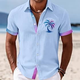 Voor heren Kokosnootboom Tropische planten Overhemd Hawaiiaans overhemd Tropische shirts Korte mouw Hawaii Casual Feestdagen Strand Kleding Zomer Lente Strijki thumbnail 9