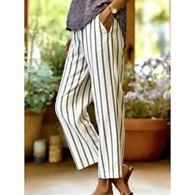 Dames Chinese Vrijetijdsbroek Vakantie Vintage Etnische stijl Volledige lengte Hoge taille Grafisch Lijnen / golven Geborduurd Zak Opdrukken Comfort Zacht Voor